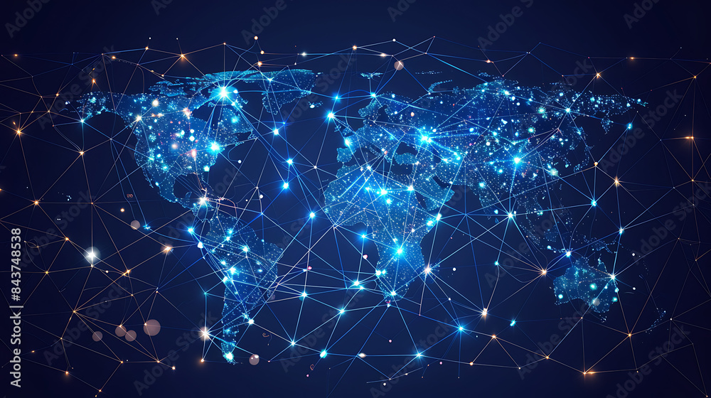 Fototapeta premium Global Digital Network Connectivity Map