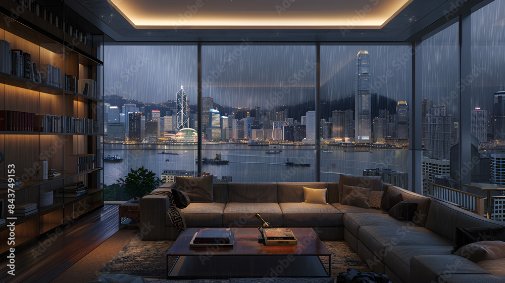 Curated visual reference: Visual Reference: Photo Of Luxurious Penthouse With A View Over Hong Kong