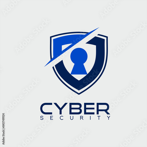 Cyber ​​security logo design with abstract letter CJ concept and shield.