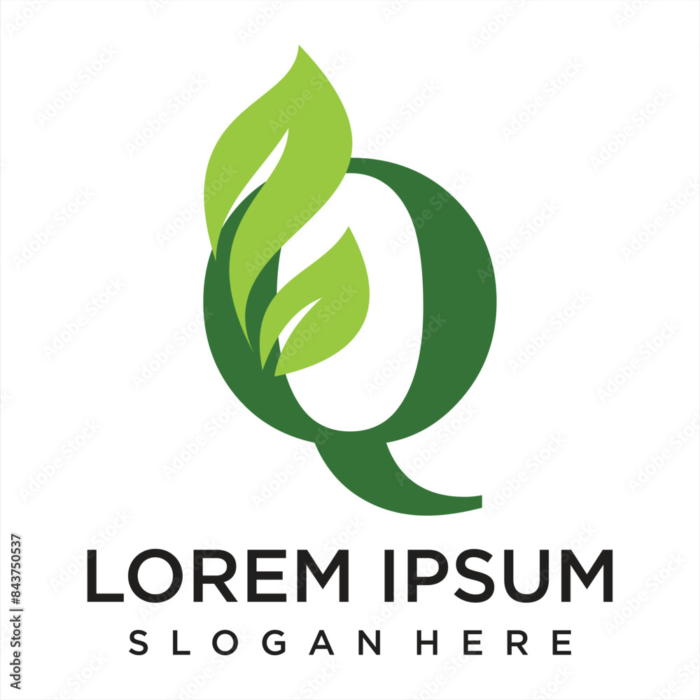 Fototapeta premium Letter leaf logo design simple concept Premium Vector