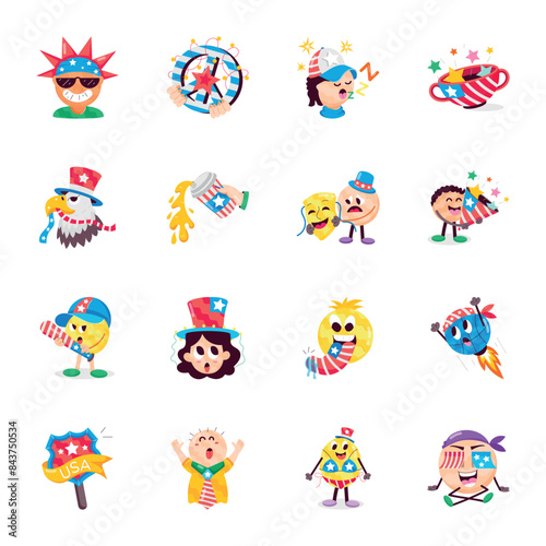 Collection of USA Celebrations Flat Stickers
