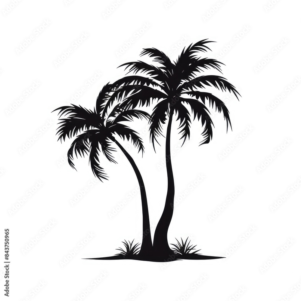 Fototapeta premium Serene Tree Silhouette in Captivating Vector Form