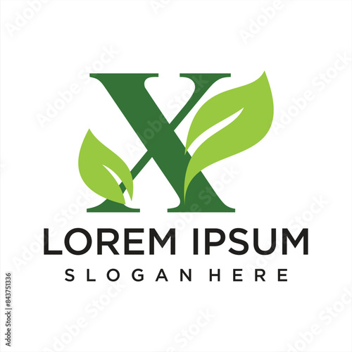 Letter leaf logo design simple concept Premium Vector