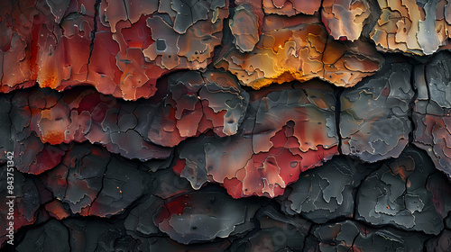 Colorful tree bark showing its unique fibrous texture background photo