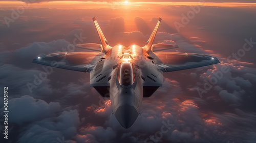 Fotografie F22 fighter jet at high altitude