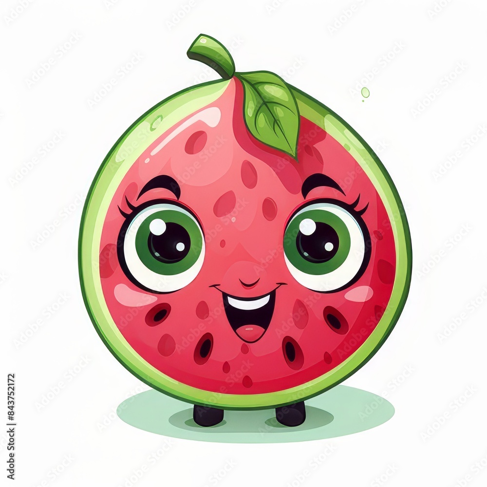 Obraz premium cute watermelon mascot isolated on a white background