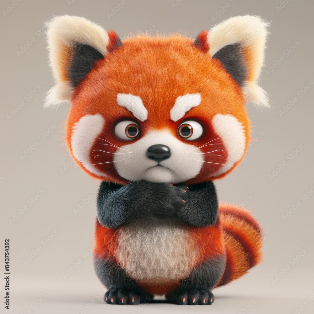 Fototapeta premium Cute cartoon character of red panda Ailurus 3D