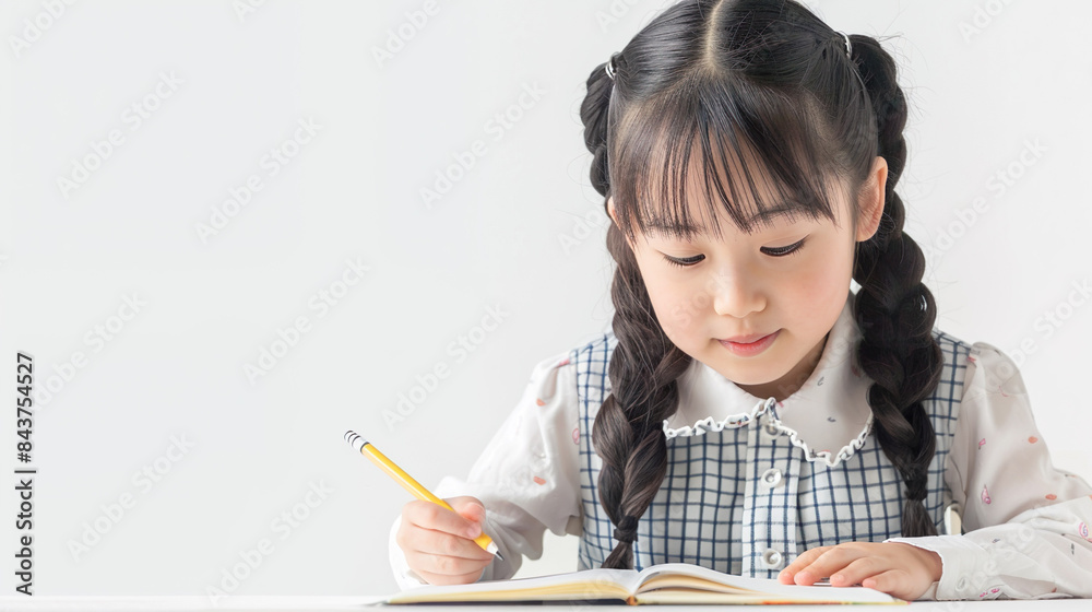勉強をするアジア人の女の子01