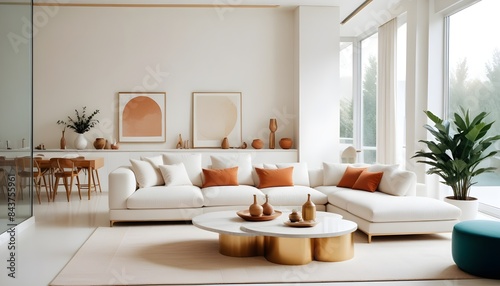 white and gold theme modern interior