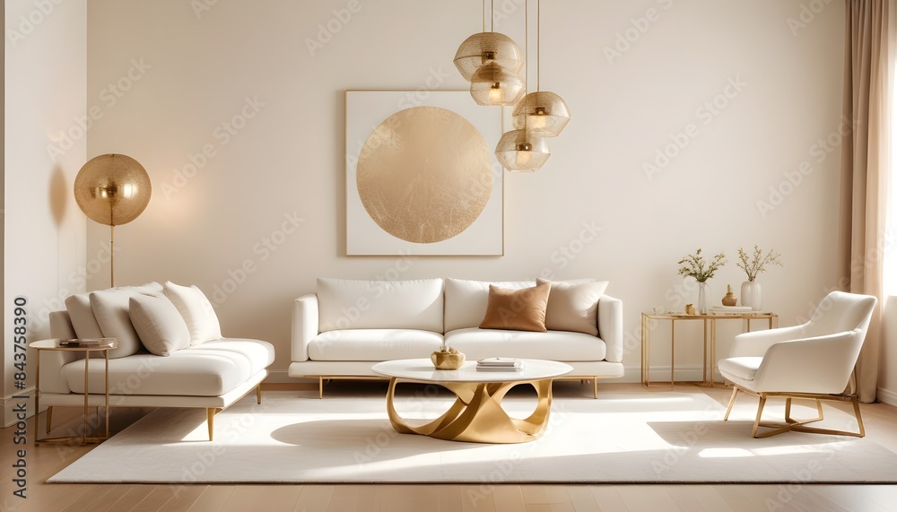 Obraz premium white and gold theme modern interior
