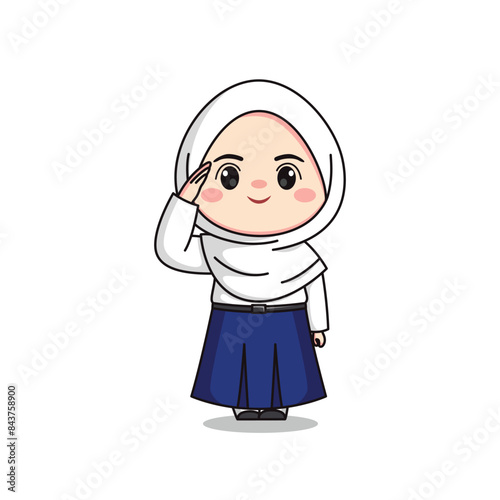indonesian junior high school student cute hijab girl character