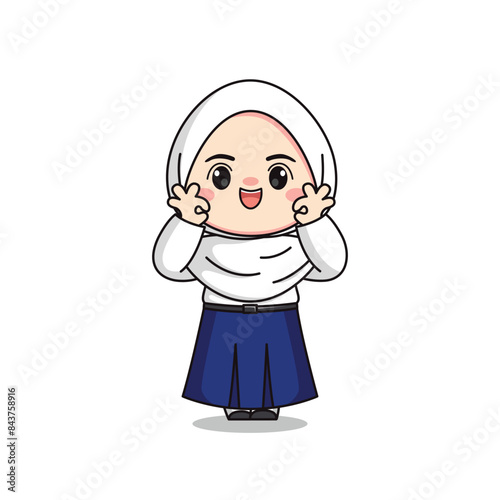 indonesian junior high school student cute hijab girl character