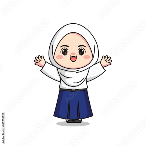 indonesian junior high school student cute hijab girl character