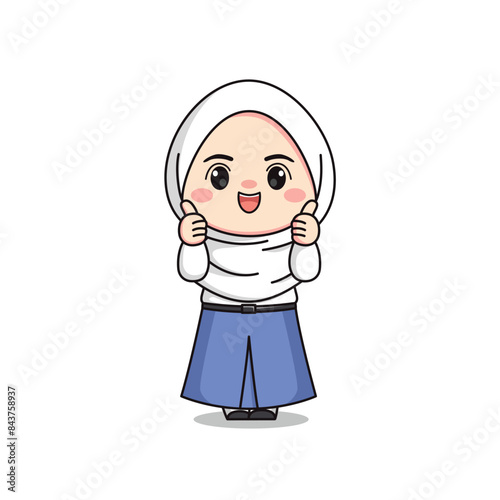 indonesian junior high school student cute hijab girl character