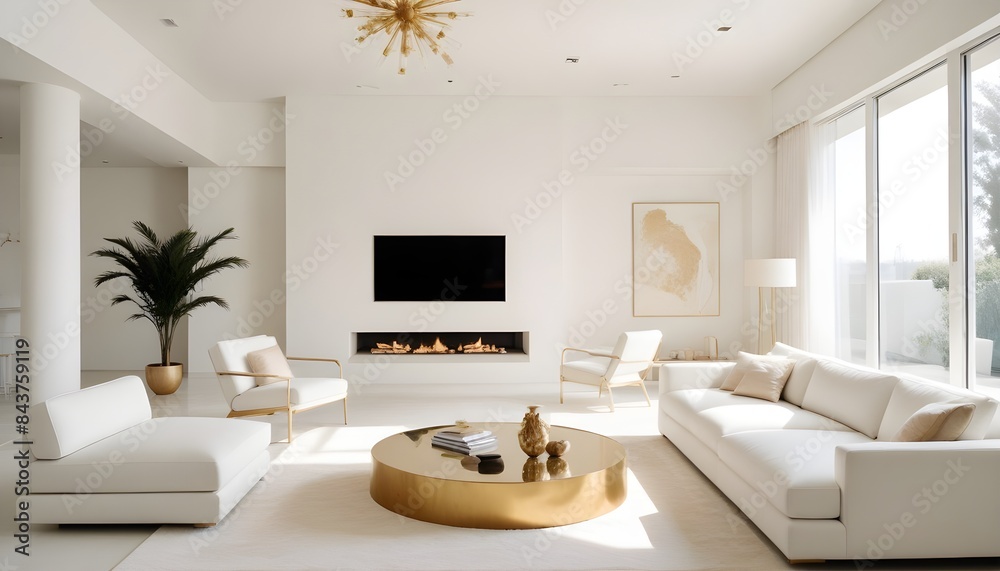 white and gold theme modern interior