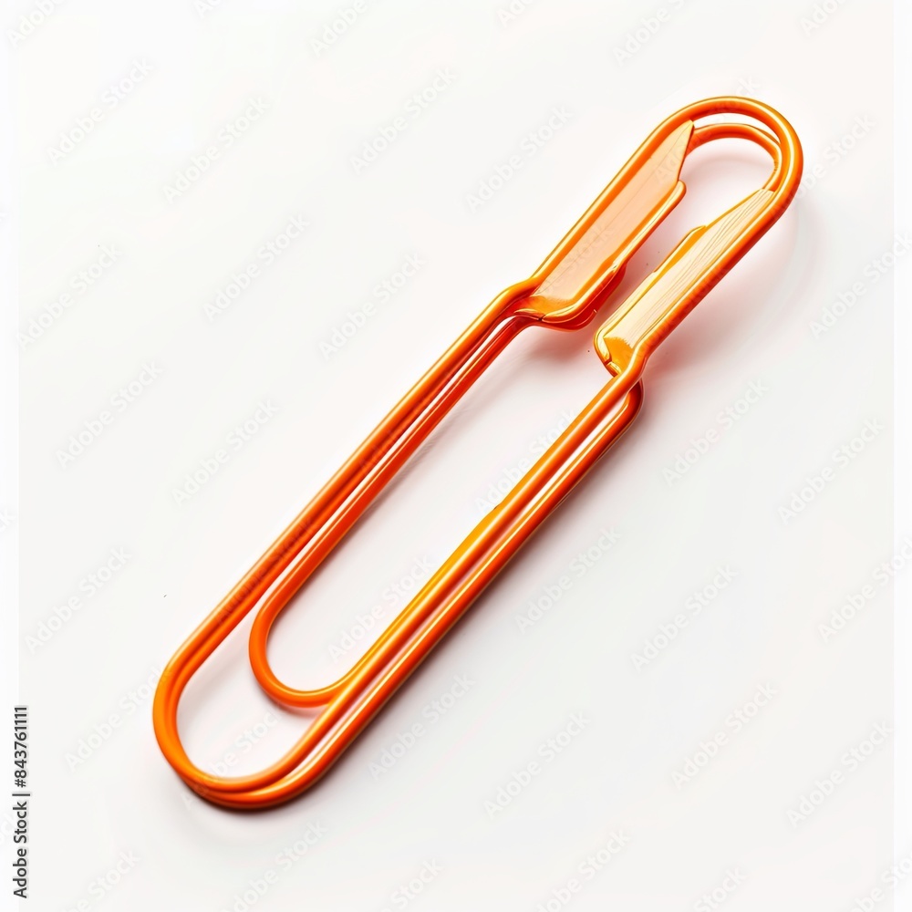 Isolated orange paperclip on white background Isolated orange paperclip on white background