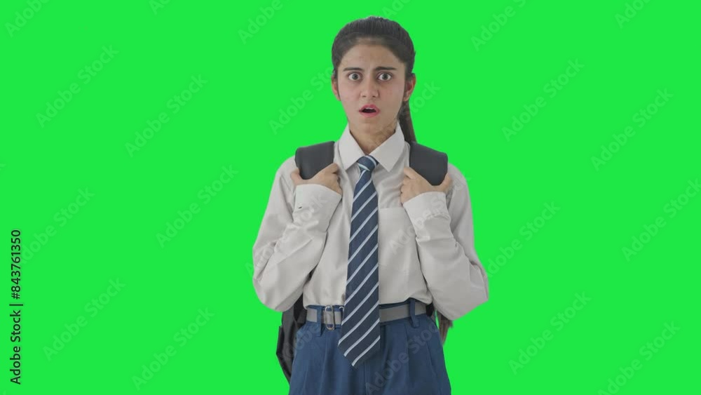 Indian school girl getting a shocking news Green screen Indian school girl getting a shocking news Green screen