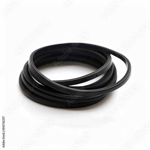 Isolated black rubber band on white background