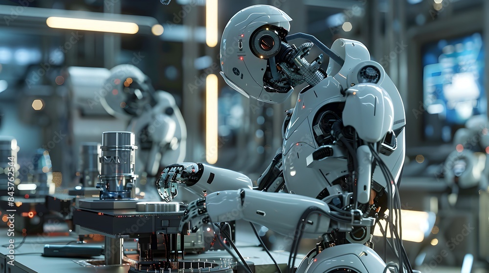 Fototapeta premium Software-Driven Robots Conducting Groundbreaking Scientific Research