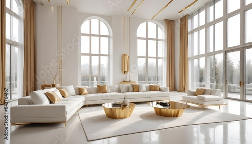 white and gold theme modern interior