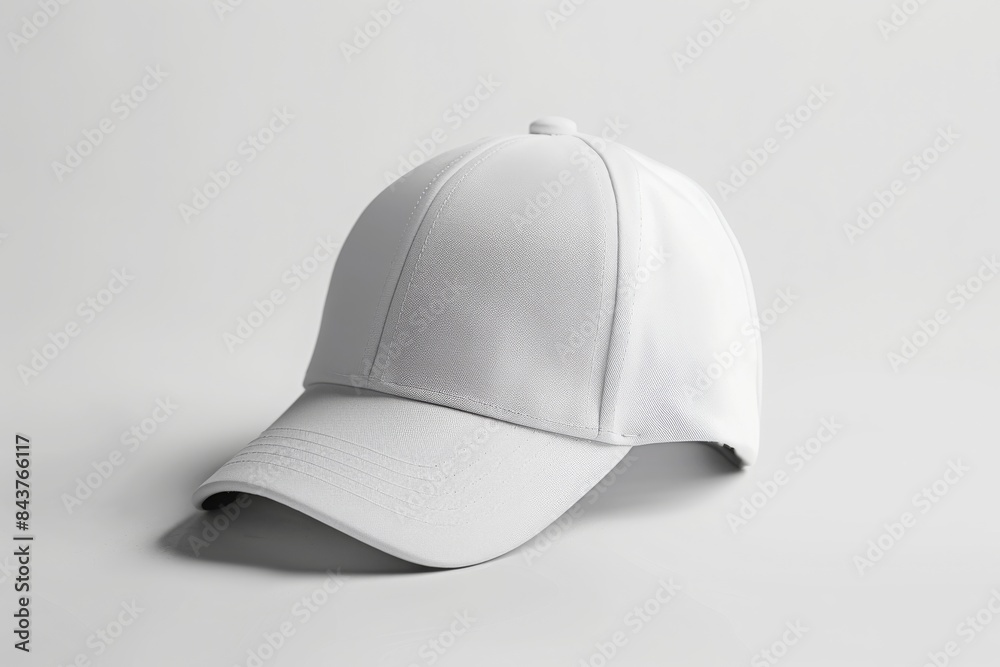 Sports Cap Mockup, solid stark White background, focused lighting, for advertising Sports Cap Mockup, solid stark White background, focused lighting, for advertising