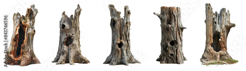 Fotografija collection of old tree stump with an opening isolated on transparent or white ba