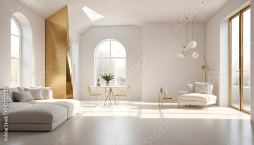 white and gold theme modern interior