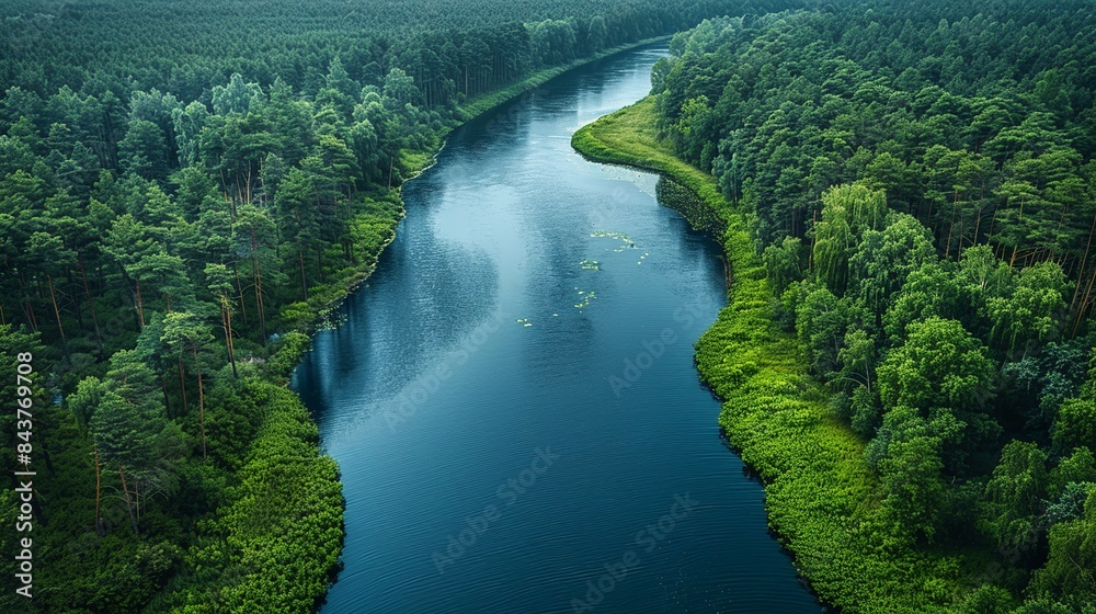 A tranquil river flowing through a forest, with industrial wastewater visibly contaminating the water, emphasizing the environmental impact of factory waste disposal. Dramatic Photo Style, A tranquil river flowing through a forest, with industrial wastewater visibly contaminating the water, emphasizing the environmental impact of factory waste disposal. Dramatic Photo Style,