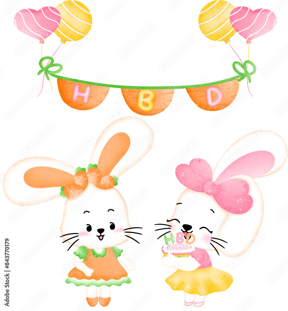 Fototapeta premium bunny happy birthday 