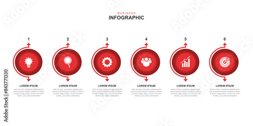 infographic elements template, business concept with 6 steps, workflow layout,  icons, diagram, report, web design. Creative, vector, illustration.