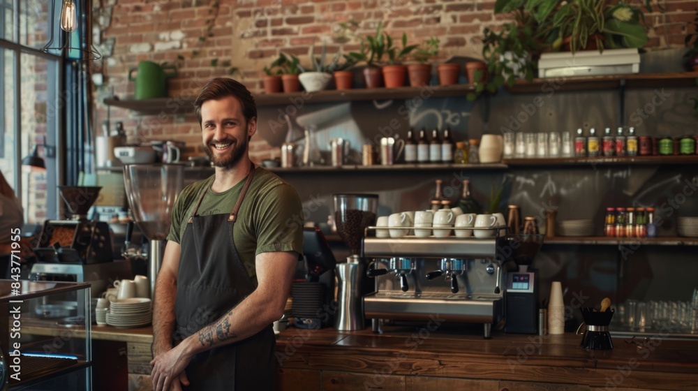 Fototapeta premium The smiling barista in cafe