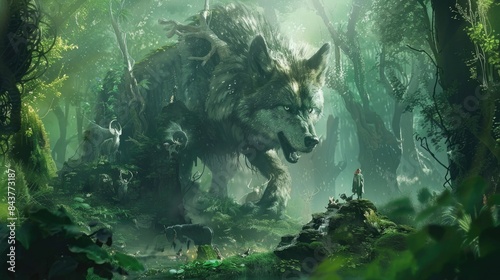 Ancient Forest with Magical Creatures AI generated