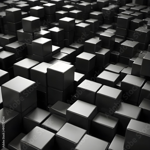 black small box cube random background pixel pandom 3d rendering Generative AI 