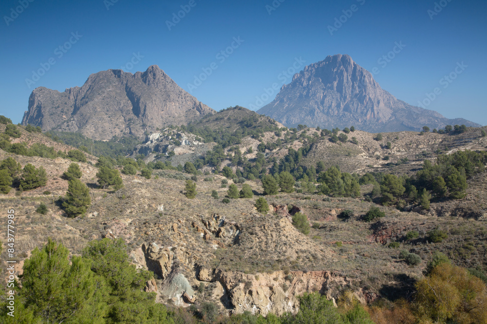 Landscape looking towards Puig Campana Mountain, Benidorm, Alicante, Spain