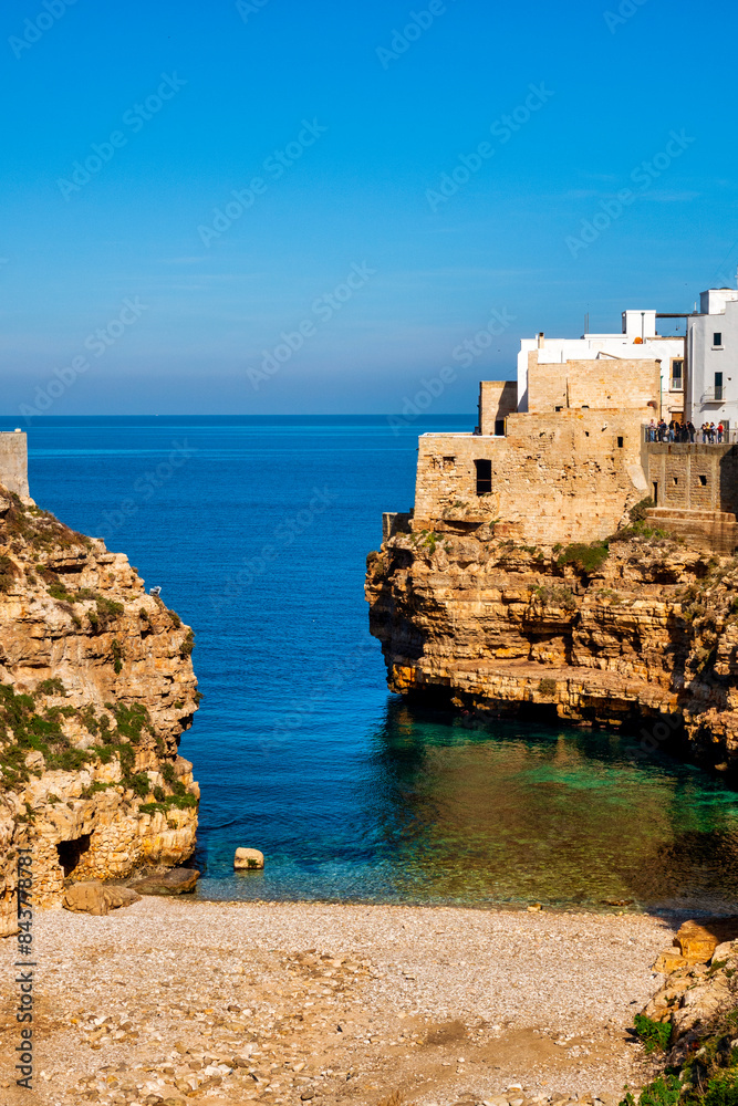 View of the beach of Lama Monachile, Polignano a Mare, Italy View of the beach of Lama Monachile, Polignano a Mare, Italy