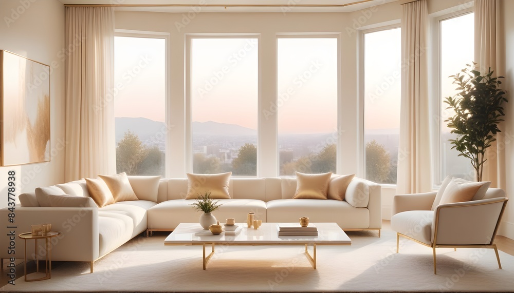 white and gold theme modern interior