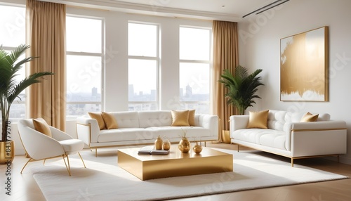 white and gold theme modern interior