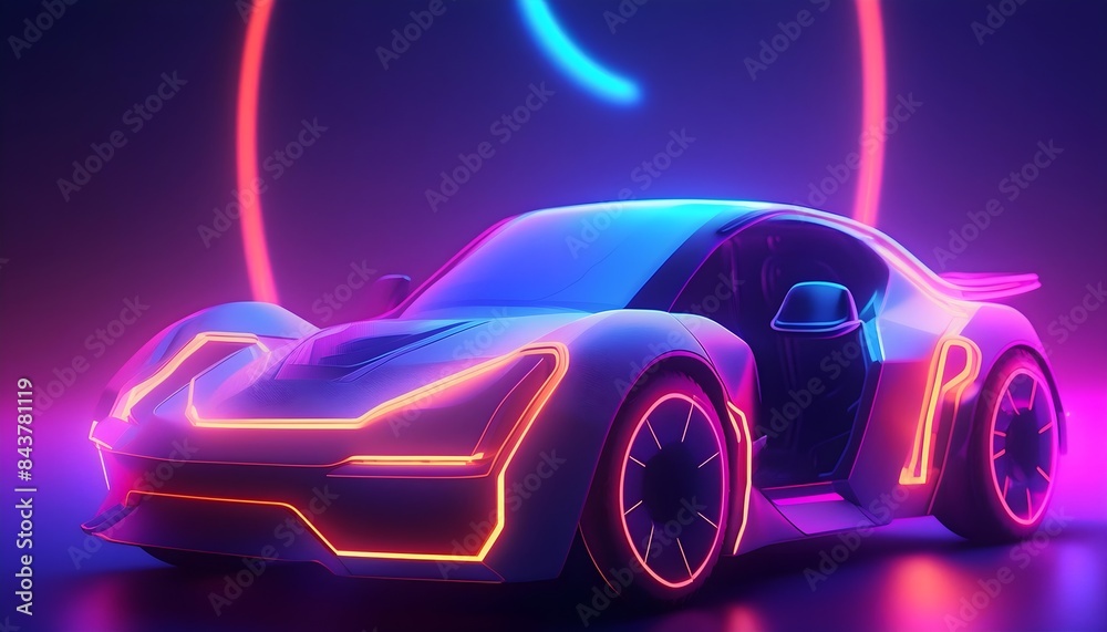 Concept futuristic car neon