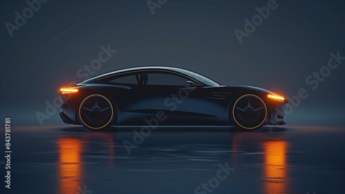  Futuristic Electric Car in Motion. © Sawitree88
