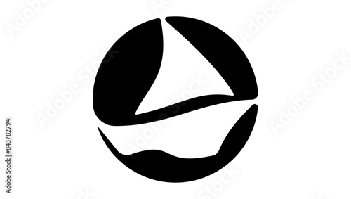 Sailing logo, black isolated silhouette
