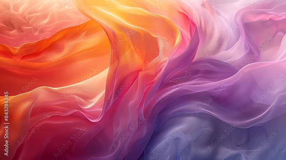 Obraz premium An abstract art piece with flowing lines and harmonious color gradients, designed to evoke a sense of calm and contentment within the viewer. Clipart illustration style, clean, Minimal,