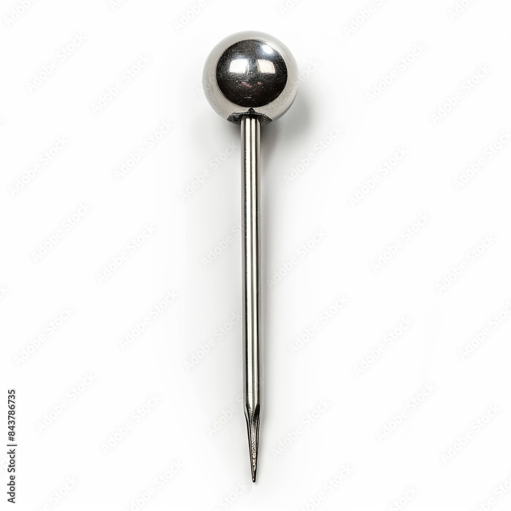 Isolated silver pushpin on white background Isolated silver pushpin on white background