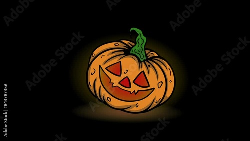 Animation Halloween pumpkin jack o lantern with light eye