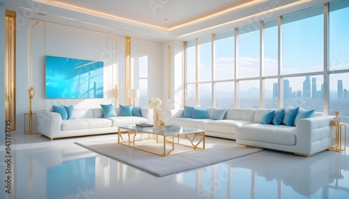 white and gold theme modern interior photo