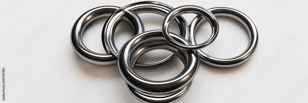 silver metal rings isolated on white background 