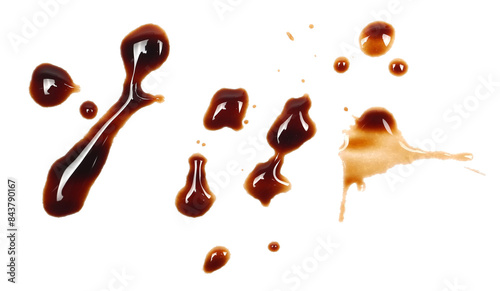 Bild auf Leinwand Balsamic vinegar spilled isolated on white, top view