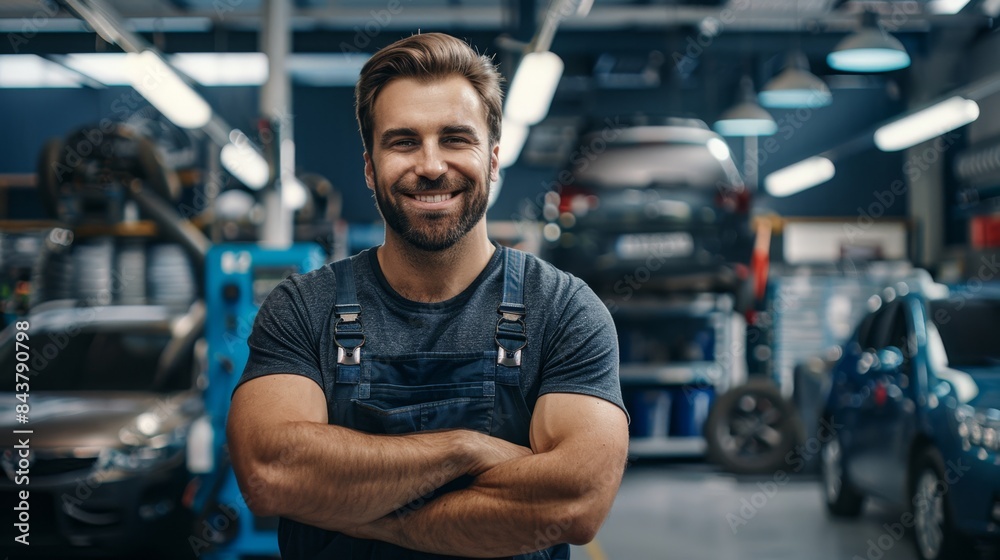Obraz premium The Smiling Auto Mechanic