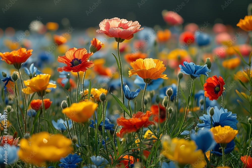 Fototapeta premium Vibrant Wildflower Meadow in Full Bloom