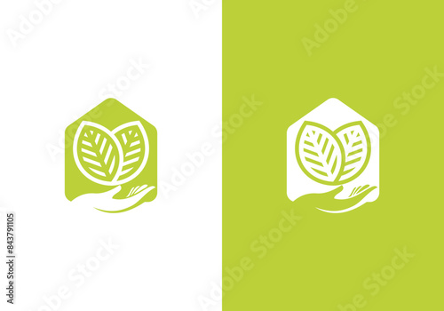 eco building house vector logo design template. green leaf logo with multi-storey building. eco friendly construction logo