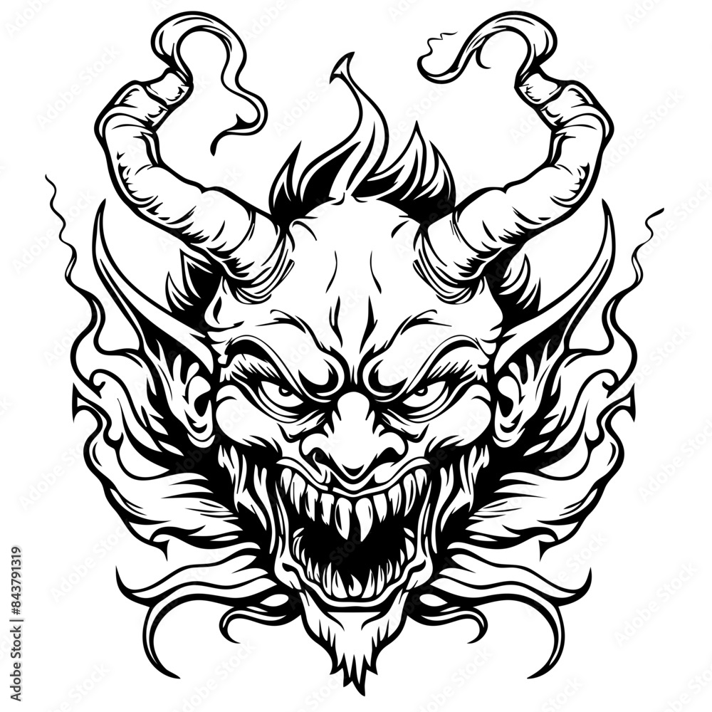 Obraz premium evil devil face vector transparent background PNG clipart